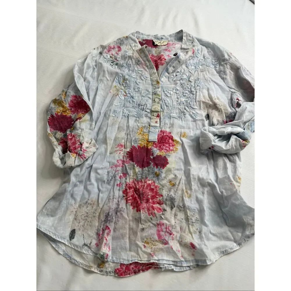 Vintage Goa Embroidered Artsy Tunic Top Size Small